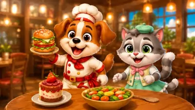 Bistro Bounce characters in a cozy restaurant